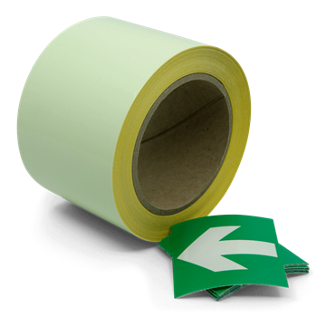 Efterlysende tape - Grøn pil - 80 mm x 10 m