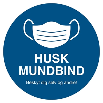 "Husk mundbind" klistermærker, blå farve, 160 mm