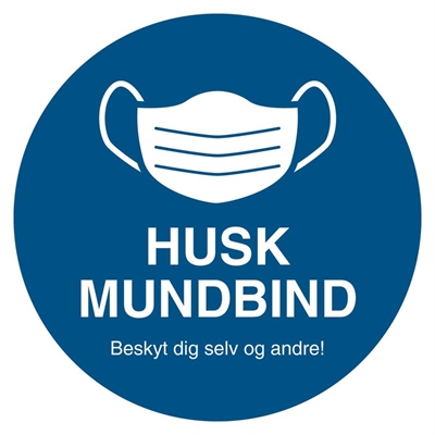 "Husk mundbind" klistermærker, blå farve, 160 mm