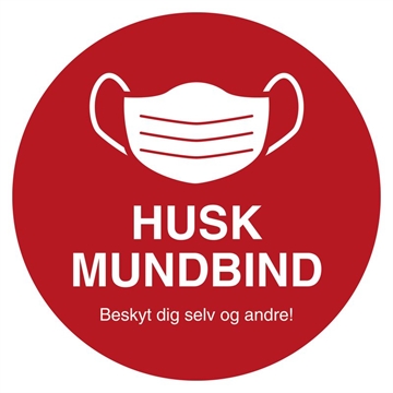 "Husk mundbind" klistermærker, rød farve, 160 mm