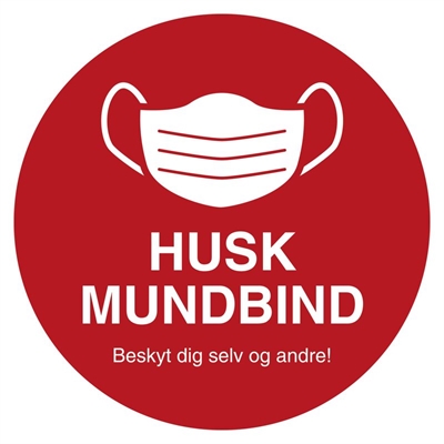 "Husk mundbind" klistermærker, rød farve, 160 mm