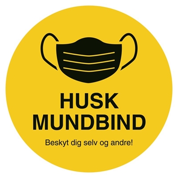 "Husk mundbind" klistermærker, gul farve, 160 mm