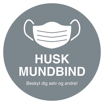 "Husk mundbind" klistermærker, grå farve, 160 mm