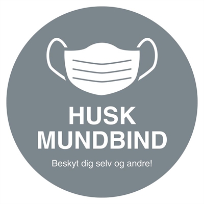 "Husk mundbind" klistermærker, grå farve, 160 mm