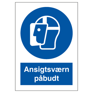 Ansigtsværn påbudt - Påbudsskilt