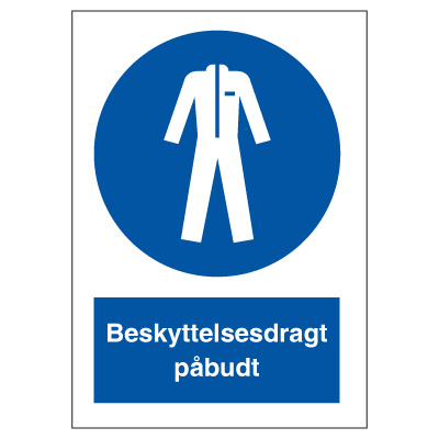 Beskyttelsesdragt påbudt - Påbudsskilt