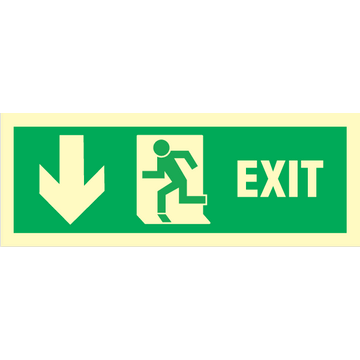 Exit left, arrow down