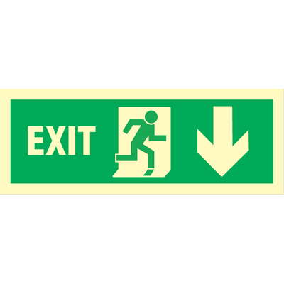 Exit right, arrow down