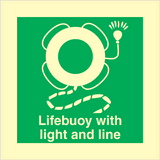 Lifebuoy with line and light