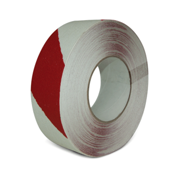 Skridsikker tape - Rød/hvid - 50 mm x 18 m